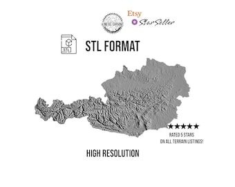 Austria Terrain STL File – 3D Topographic Map for CNC, 3D Printing, or 3D Lasering