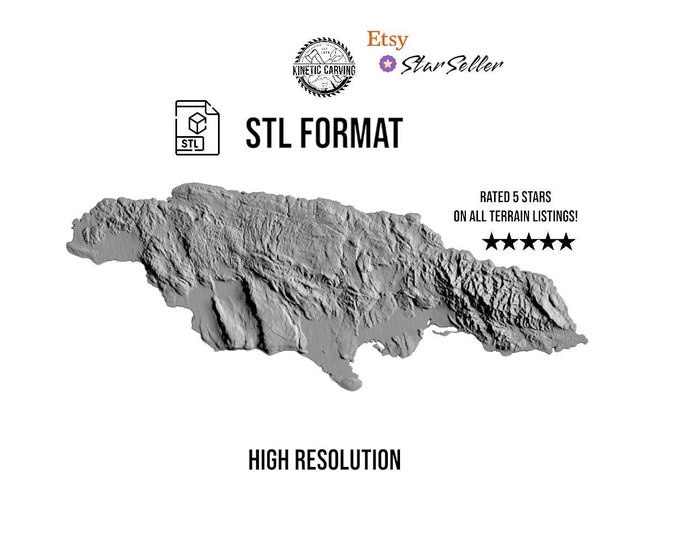 Jamaica STL File – 3D Topographic Map for CNC, 3D Printing, or 3D Lasering