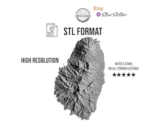 St. Vincent Island Terrain STL File: 3D Topographic Map (Digital Download)