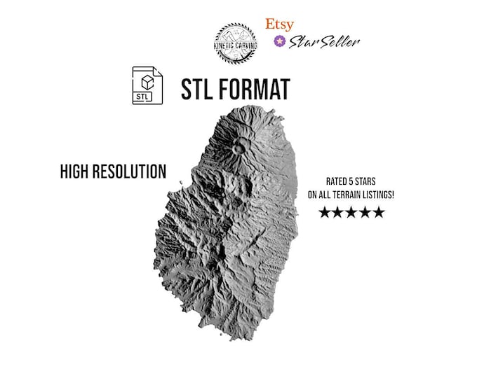 St. Vincent Island Terrain STL File – 3D Topographic Map for CNC, 3D Printing, or 3D Lasering