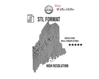 Maine Terrain File – 3D Topographic Map for CNC, 3D Printing, or 3D Lasering