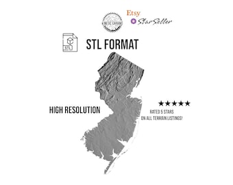 New Jersey Terrain STL File: 3D Topographic Map (Digital Download)