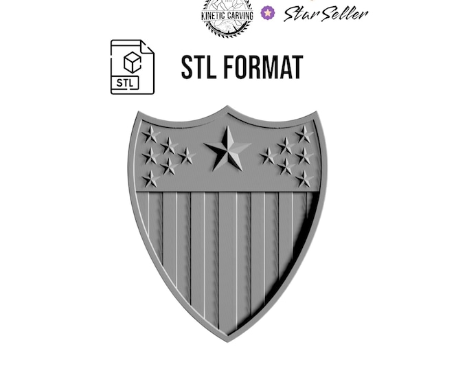Adjutant General Branch STL | 3D Stars and Stripes Crest for CNC, Laser, and 3D Printing