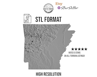 Arkansas Terrain File – 3D Topographic Map for CNC, 3D Printing, or 3D Lasering