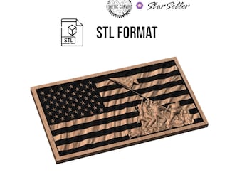 U.S. Marines Iwo Jima Wavy Flag STL/SVG for CNC Woodworking and Lasering