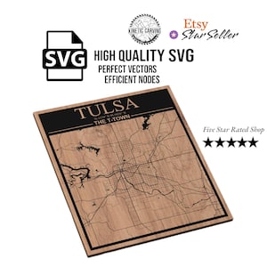Tulsa, Oklahoma City Karte SVG-Datei für Holzbearbeitung, CNC, Druck und Lasern
