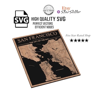 San Francisco, California Stadt Karte SVG-Datei für Holzbearbeitung, CNC, Druck und Lasern