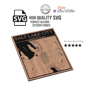 Salt Lake City, Utah Karte Stadtplan SVG-Datei für Holzbearbeitung, CNC, Druck und Lasern