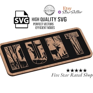 HUNT Sign SVG-Datei für Holzbearbeitung, CNC, Druck und Lasern