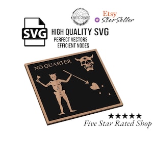 Blackbeard Pirate No Quarter Patch Logo Military SVG File for Woodworking, CNC, Printing and Lasering