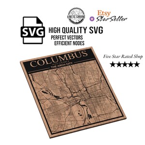 Columbus, Ohio Stadt Karte SVG Datei für Holzbearbeitung, CNC, Druck und Lasern