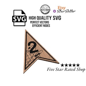 May include: A brown wooden arrow with a black number 2 and a black design inside. The arrow is pointing to the right. The text "HIGH QUALITY SVG" is above the arrow. The text "PERFECT VECTORS" is below the arrow. The text "EFFICIENT NODES" is below the text "PERFECT VECTORS". The text "Five Star Rated Shop" is below the arrow. Five black stars are above the text "Five Star Rated Shop".