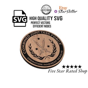 Operation Inherent Resolve (OIR) Patch Military SVG File for Woodworking, CNC, Printing and Lasering