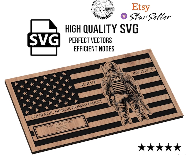 SWAT Team Flag SVG File for Woodworking, CNC, Printing and Lasering
