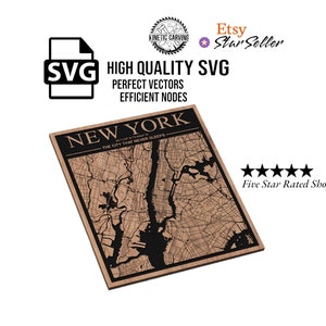 New York City Map SVG-Datei für Holzbearbeitung, CNC, Druck und Lasern