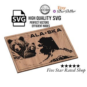Alaska Braunbär Theme SVG-Datei für Holzbearbeitung, CNC, Druck und Lasern