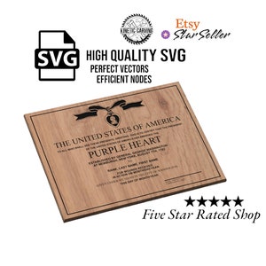 Purple Heart Award Military Plaque SVG-Datei für Holzbearbeitung, CNC, Druck und Lasern