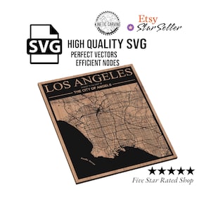Los Angeles, California Stadt Karte SVG-Datei für Holzbearbeitung, CNC, Druck und Lasern
