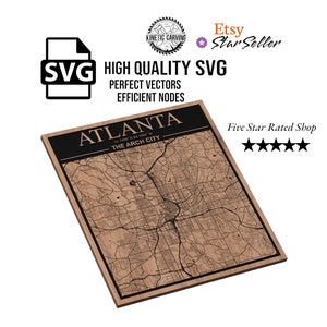 Atlanta, Georgia Stadt Karte SVG-Datei für Holzbearbeitung, CNC, Druck und Lasern