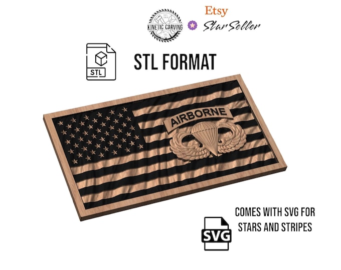 Airborne Wavy Flag STL & SVG File for CNC Woodworking