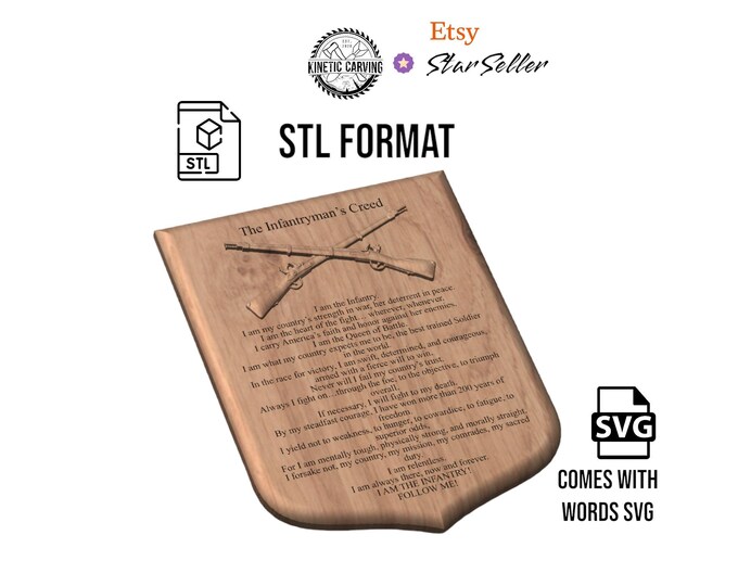 Infantrymans Creed STL & SVG File for CNC Woodworking