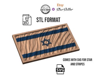 Israel Wavy Flag STL & SVG File for CNC Woodworking (Digital Download)
