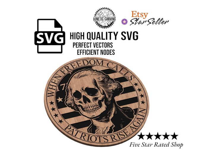 George Washington Skull Design SVG File for Woodworking, CNC, Printing and Lasering