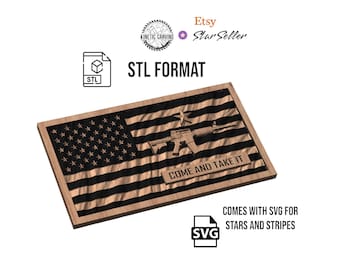 Come and Take it Wavy Flag STL & SVG File for CNC Woodworking