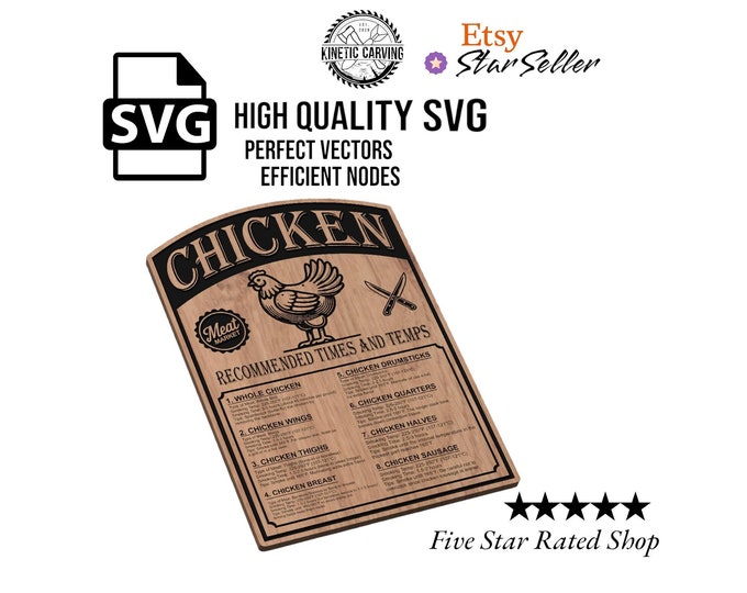 Chicken Smoking Chart Design SVG File for Woodworking, CNC, Printing and Lasering