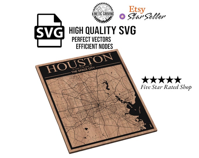 Houston, Texas City Map SVG File for Woodworking, CNC, Printing and Lasering