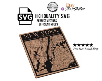 Fichier SVG de carte de la ville de New York pour le travail du bois, la commande numérique par ordinateur, l'impression et la gravure au laser