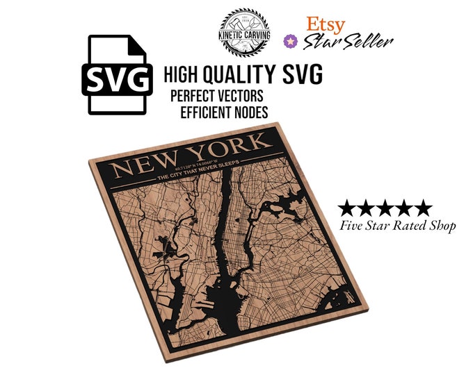 New York City Map SVG File for Woodworking, CNC, Printing and Lasering