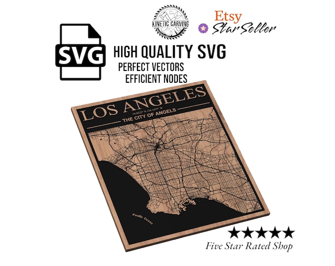 Los Angeles, California City Map SVG File for Woodworking, CNC, Printing and Lasering