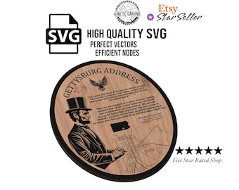 Abraham Lincoln Battle of Gettysburg SVG File for Woodworking, CNC, Printing and Lasering