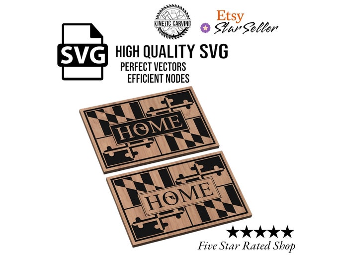 Maryland Flag HOME Design SVG File for Woodworking, CNC, Printing and Lasering
