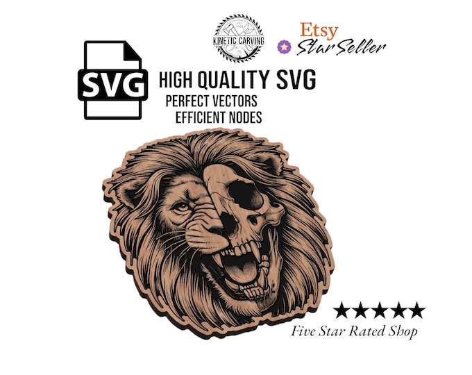 Lion Skull SVG File for Woodworking, CNC, Printing and Lasering
