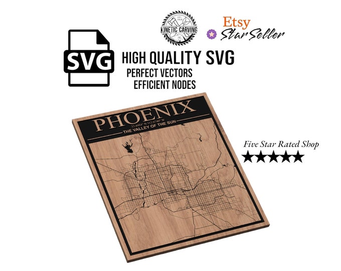Phoenix, Arizona City Map SVG File for Woodworking, CNC, Printing and Lasering