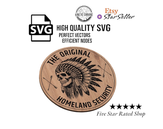 Native American Chief Skull - Homeland Security SVG File for Woodworking, CNC, Printing and Lasering