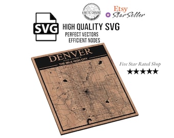 Denver, Colorado City Map SVG File for Woodworking, CNC, Printing and Lasering (Digital Download)