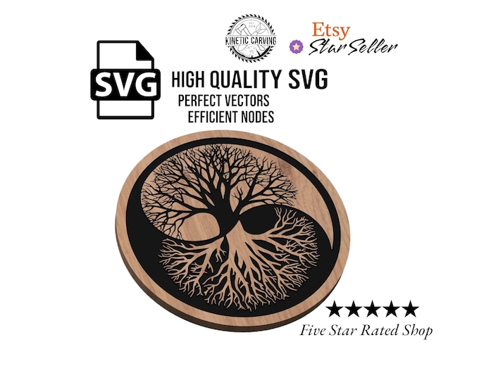 Tree of Life Ying Yang SVG File for Woodworking, CNC, Printing and Lasering