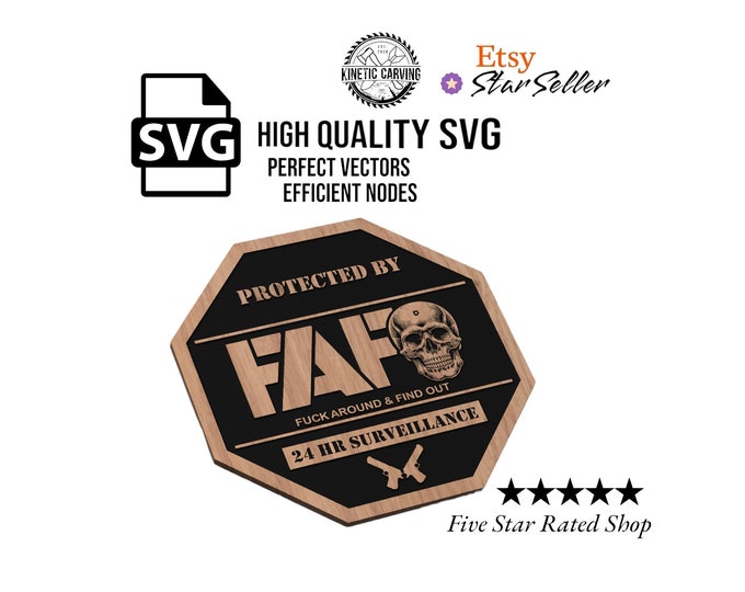 FAFO Defense Skull Sign SVG File for Woodworking, CNC, Printing and Lasering