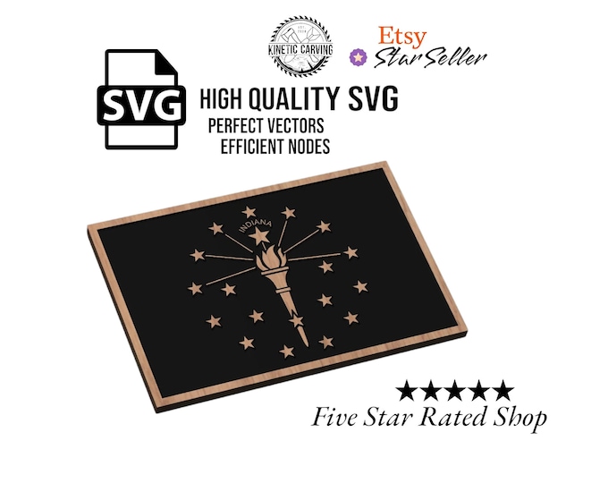 Indiana State Flag SVG File for Woodworking, CNC, Printing and Lasering