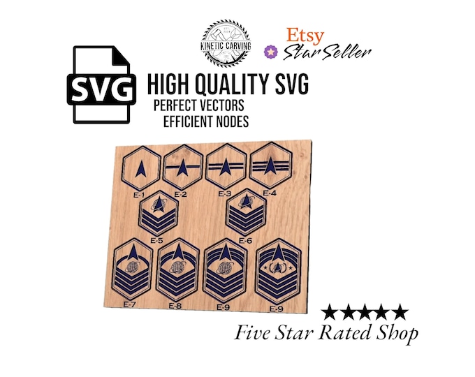 Space Force Enlisted Military Ranks SVG File for Woodworking, CNC, Printing and Lasering