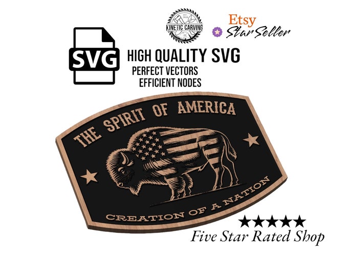 American Bison Westward Expansion SVG File for Woodworking, CNC, Printing and Lasering