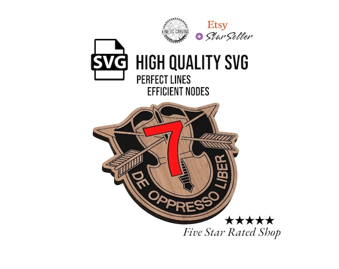 7th Special Forces Group (SFG) Airborne Crest, Patch, Logo Military SVG File for Woodworking, CNC, Printing and Lasering