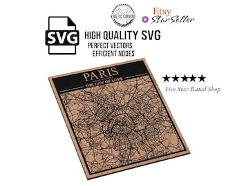 Paris, France City Map SVG | CNC Laser Cut File, Wood Wall Art, Glowforge Engraving, LightBurn Ready