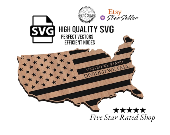 United We Stand Flag SVG File for Woodworking, CNC, Printing and Lasering