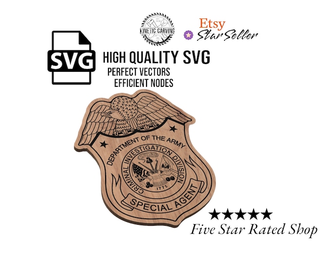 Criminal Investigation Department (CID) Badge SVG File for Woodworking, CNC, Printing and Lasering