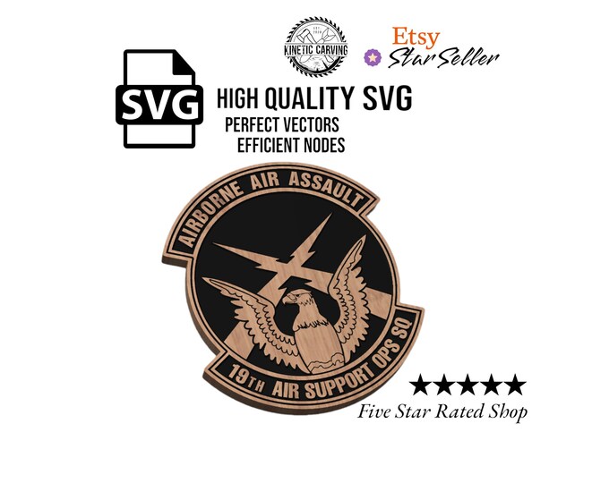 19th Air Support Operations Squadron (ASOS) Patch Military SVG File for Woodworking, CNC, Printing and Lasering