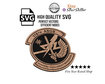 116th ASOS Patch SVG | CNC Laser Cut File, Wood Wall Art, Glowforge Engraving, LightBurn Ready